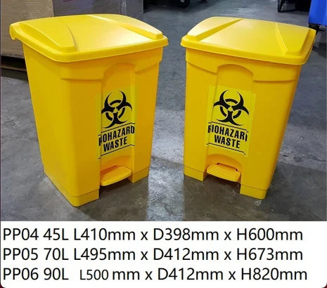 WASTE DISPOSAL BIN (YELLOW) WITH PUSH PEDAL 90L